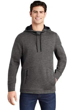 Sport-Tek Mens Triumph Fleece Hooded Sweatshirt Hoodie w/ Pouch Pocket - Heather Dark Grey Clothing Sport-Tek