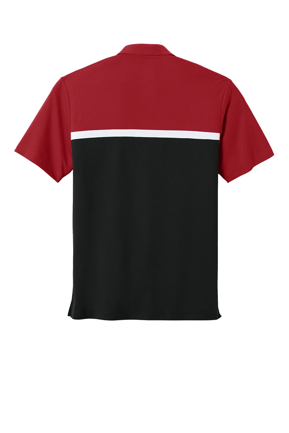 Sport-Tek Mens UV Micropique Colorblock Moisture Wicking Short Sleeve Polo Shirt - Deep Red/Black/White Clothing Sport-Tek