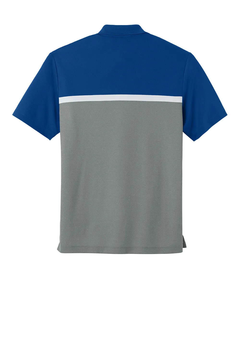 Sport-Tek Mens UV Micropique Colorblock Moisture Wicking Short Sleeve Polo Shirt - True Royal Blue/Heather Concrete Grey/White Clothing Sport-Tek