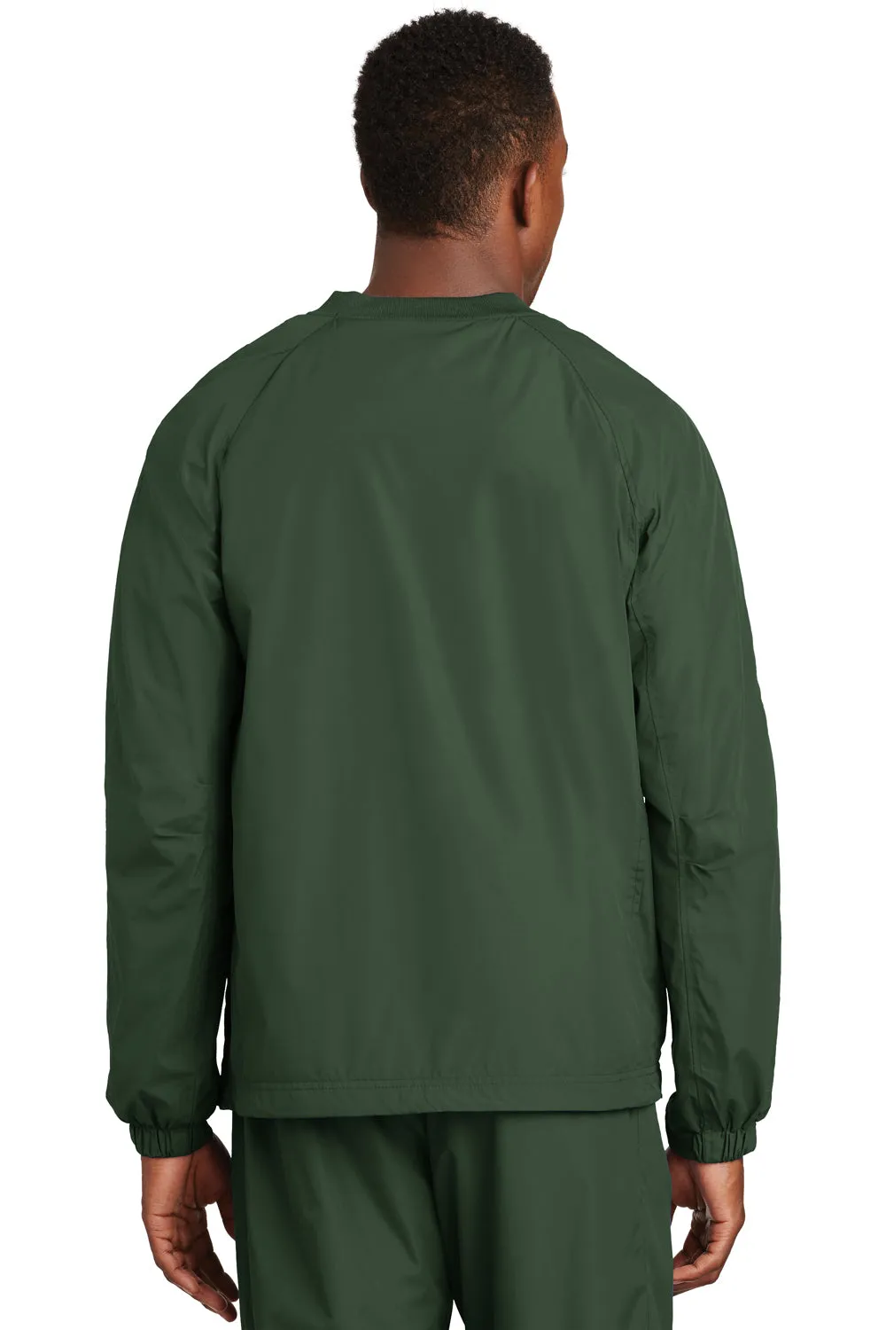 Sport-Tek Mens V-Neck Wind Jacket - Forest Green - Closeout