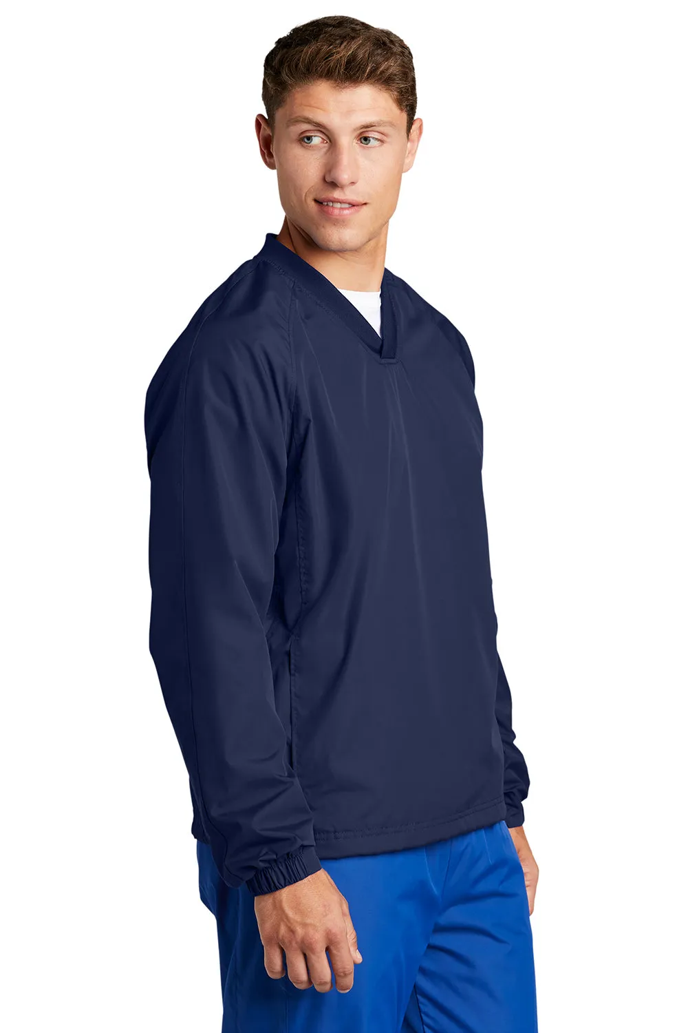 Sport-Tek Mens V-Neck Wind Jacket - True Navy Blue