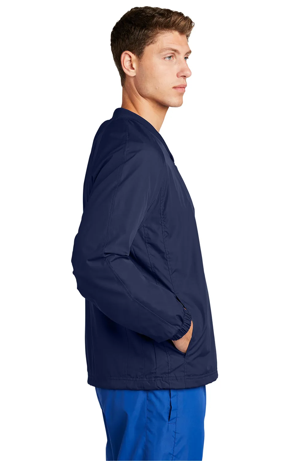 Sport-Tek Mens V-Neck Wind Jacket - True Navy Blue