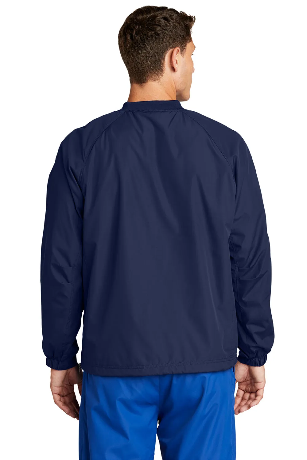Sport-Tek Mens V-Neck Wind Jacket - True Navy Blue