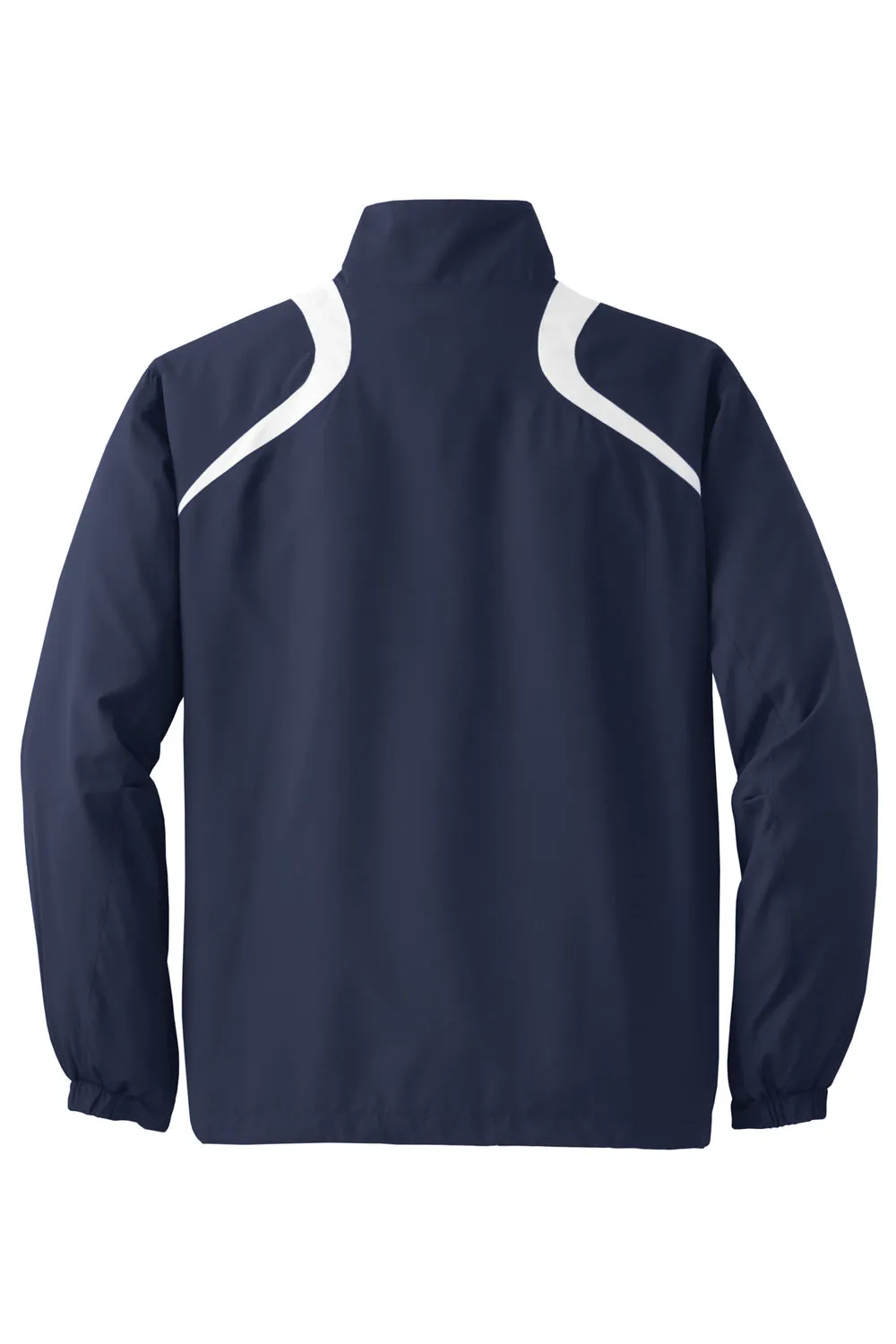 Sport-Tek Mens Water Resistant 1/4 Zip Wind Jacket - True Navy Blue/White