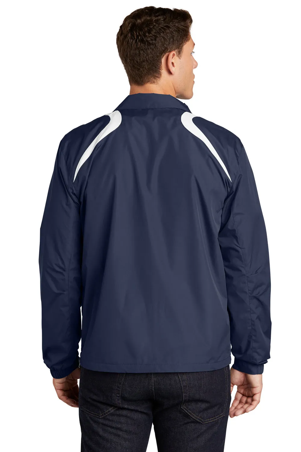 Sport-Tek Mens Water Resistant 1/4 Zip Wind Jacket - True Navy Blue/White