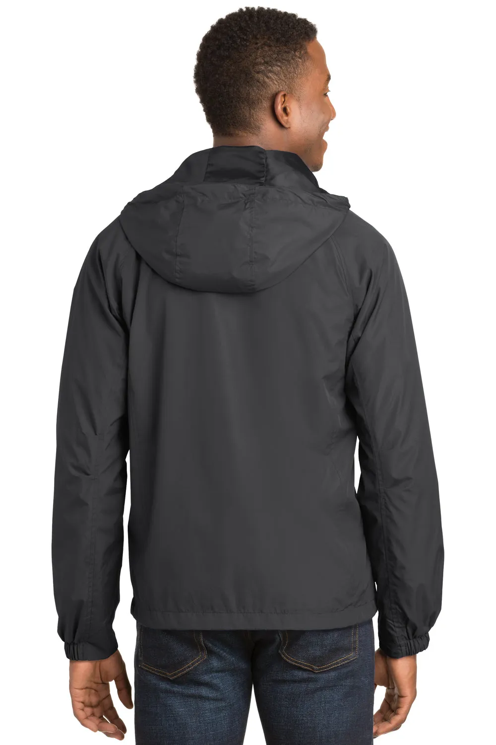 Sport-Tek Mens Water Resistant Full Zip Hooded Jacket - Graphite Grey