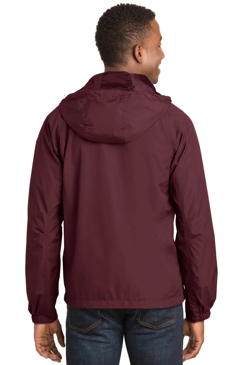 Sport-Tek Mens Water Resistant Full Zip Hooded Jacket - Maroon