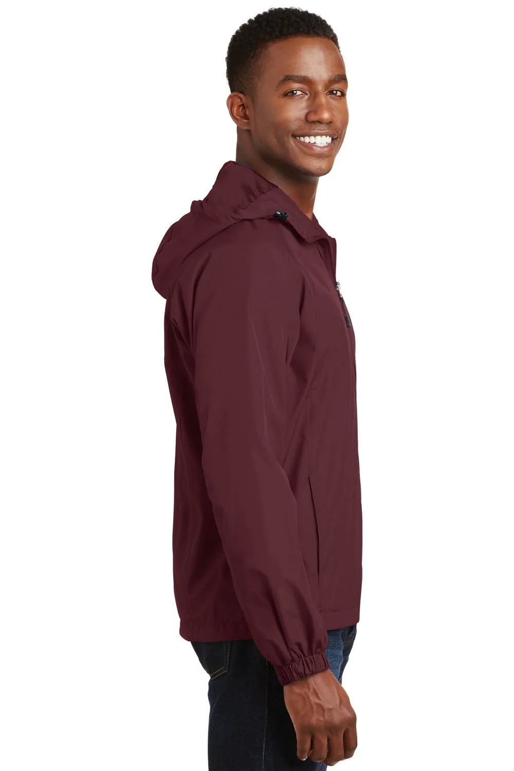 Sport-Tek Mens Water Resistant Full Zip Hooded Jacket - Maroon