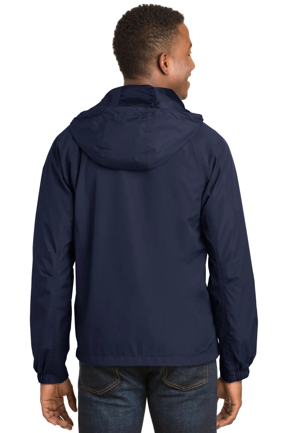 Sport-Tek Mens Water Resistant Full Zip Hooded Jacket - True Navy Blue