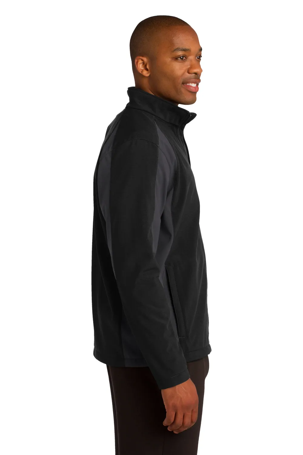 Sport-Tek Mens Water Resistant Full Zip Jacket - Black/Iron Grey - Closeout