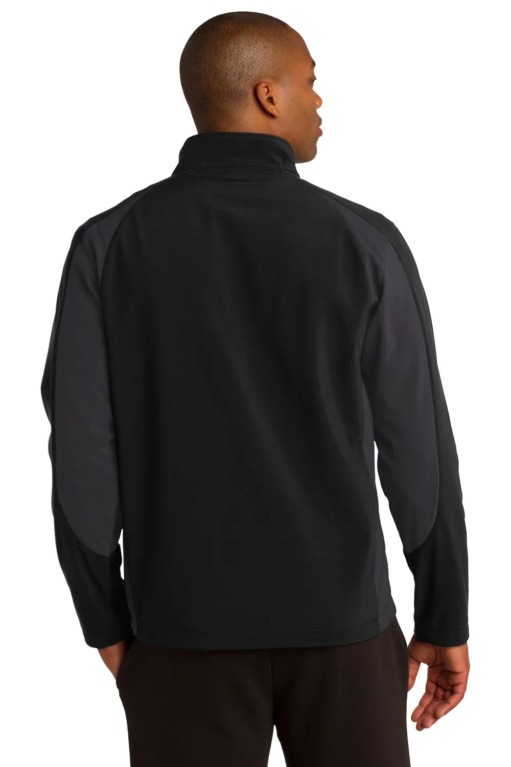 Sport-Tek Mens Water Resistant Full Zip Jacket - Black/Iron Grey - Closeout
