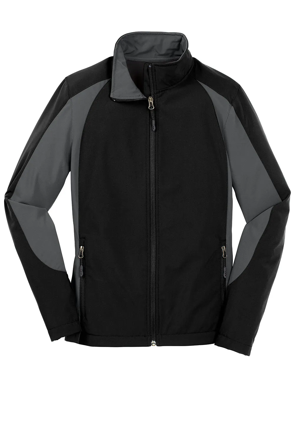 Sport-Tek Mens Water Resistant Full Zip Jacket - Black/Iron Grey - Closeout