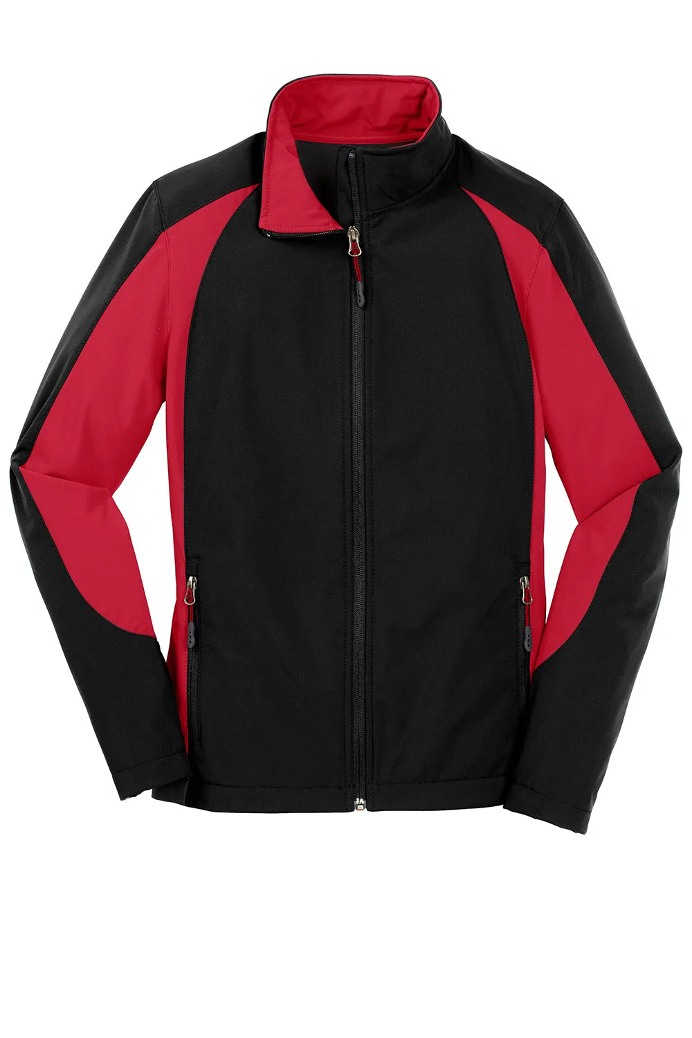 Sport-Tek Mens Water Resistant Full Zip Jacket - Black/True Red - Closeout