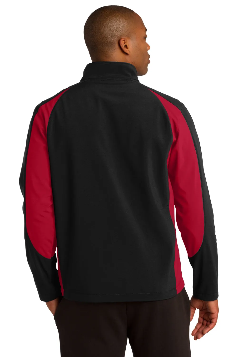 Sport-Tek Mens Water Resistant Full Zip Jacket - Black/True Red - Closeout
