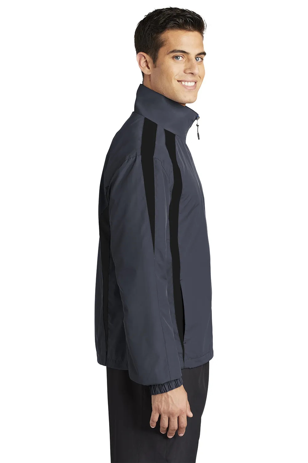 Sport-Tek Mens Water Resistant Full Zip Jacket - Graphite Grey/Black