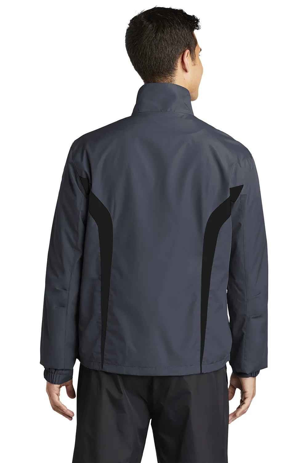 Sport-Tek Mens Water Resistant Full Zip Jacket - Graphite Grey/Black
