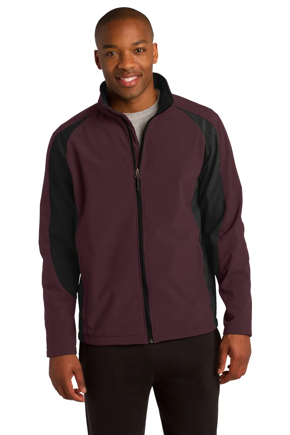 Sport-Tek Mens Water Resistant Full Zip Jacket - Maroon/Black - Closeout
