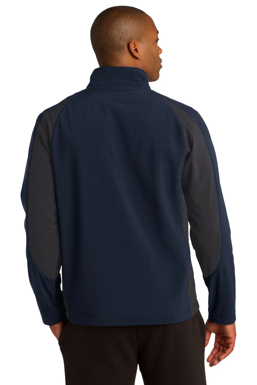 Sport-Tek Mens Water Resistant Full Zip Jacket - True Navy Blue/Iron Grey - Closeout