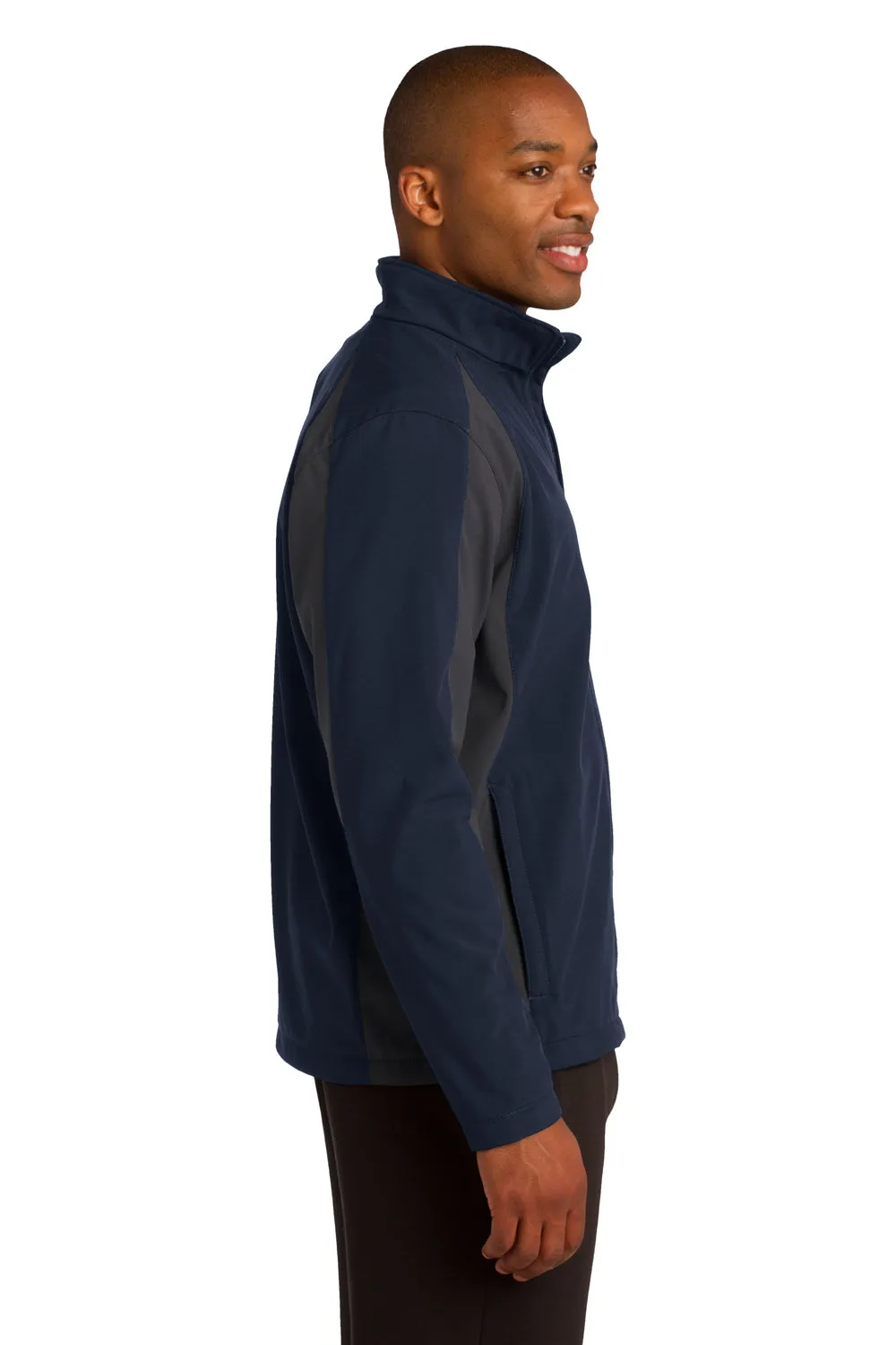 Sport-Tek Mens Water Resistant Full Zip Jacket - True Navy Blue/Iron Grey - Closeout
