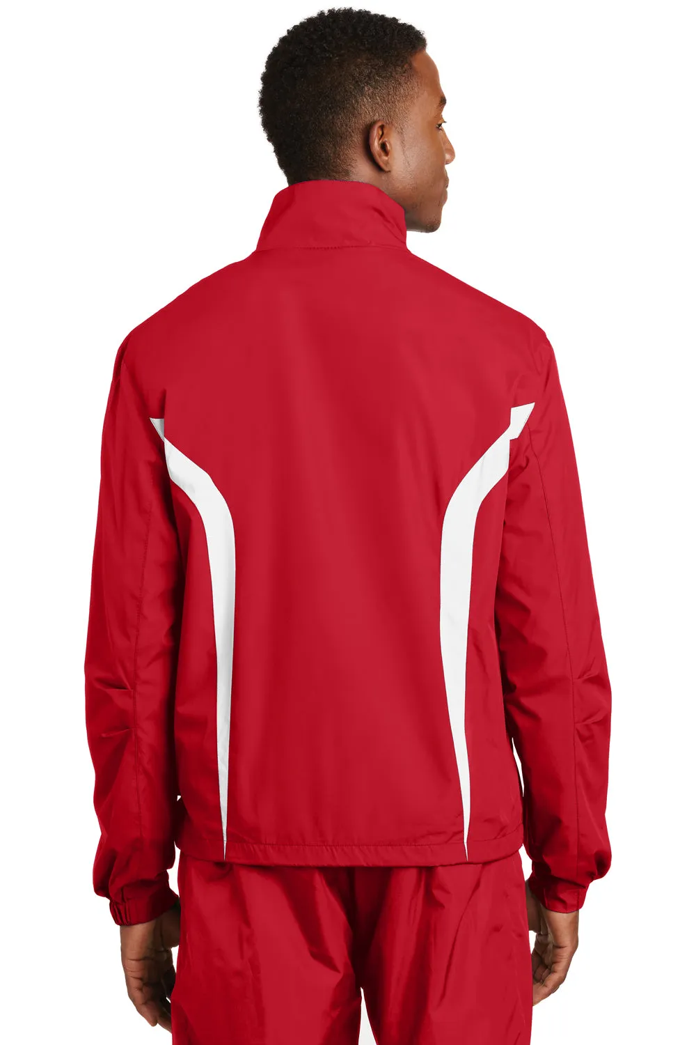 Sport-Tek Mens Water Resistant Full Zip Jacket - True Red/White - Closeout
