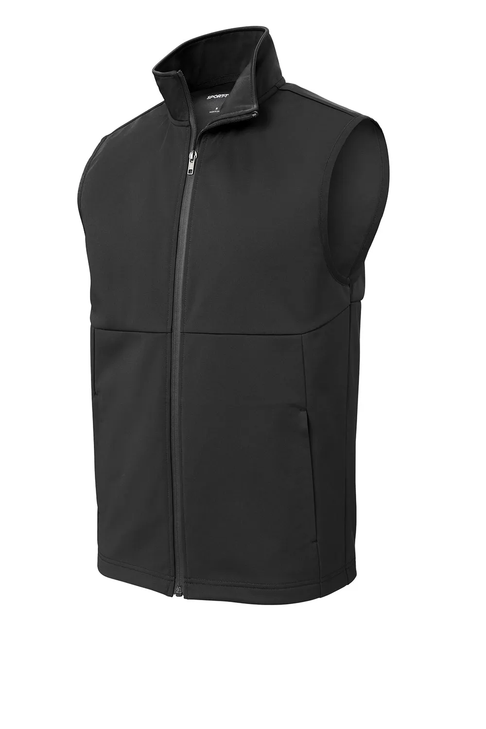 Sport-Tek Mens Water Resistant Full Zip Soft Shell Vest - Deep Black