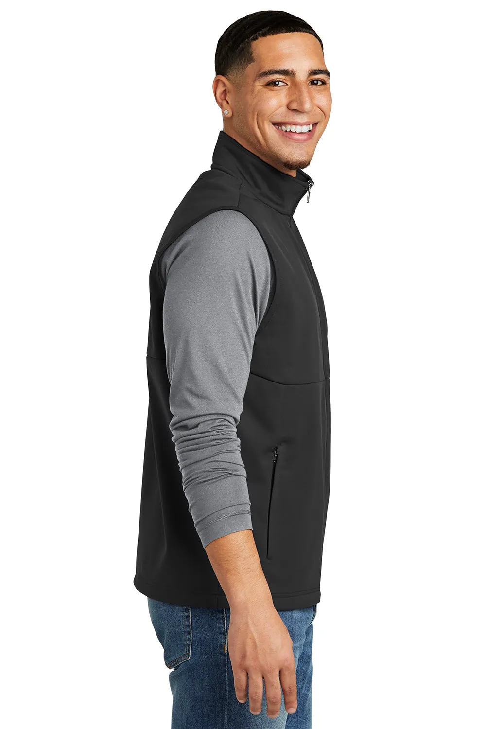 Sport-Tek Mens Water Resistant Full Zip Soft Shell Vest - Deep Black