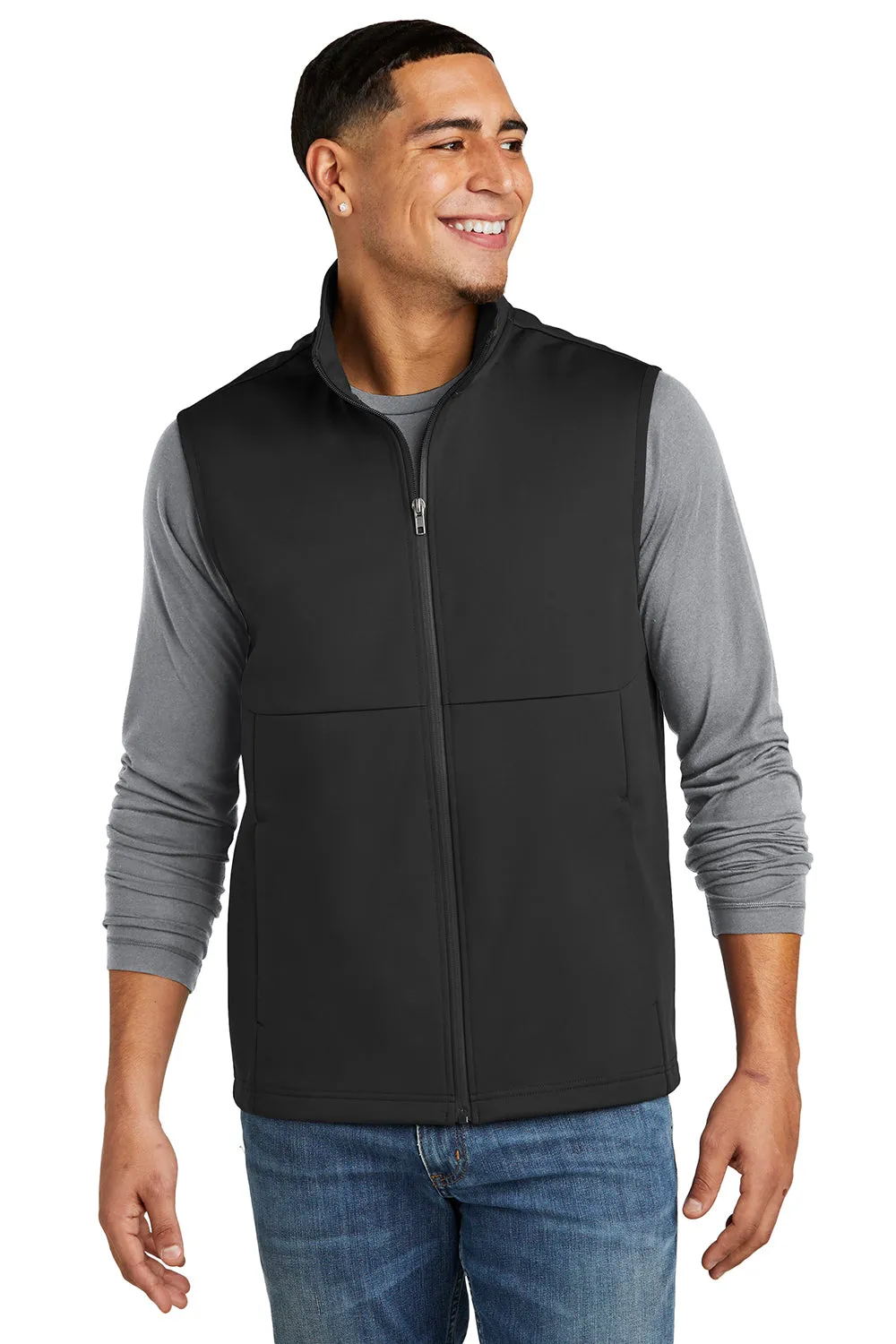 Sport-Tek Mens Water Resistant Full Zip Soft Shell Vest - Deep Black