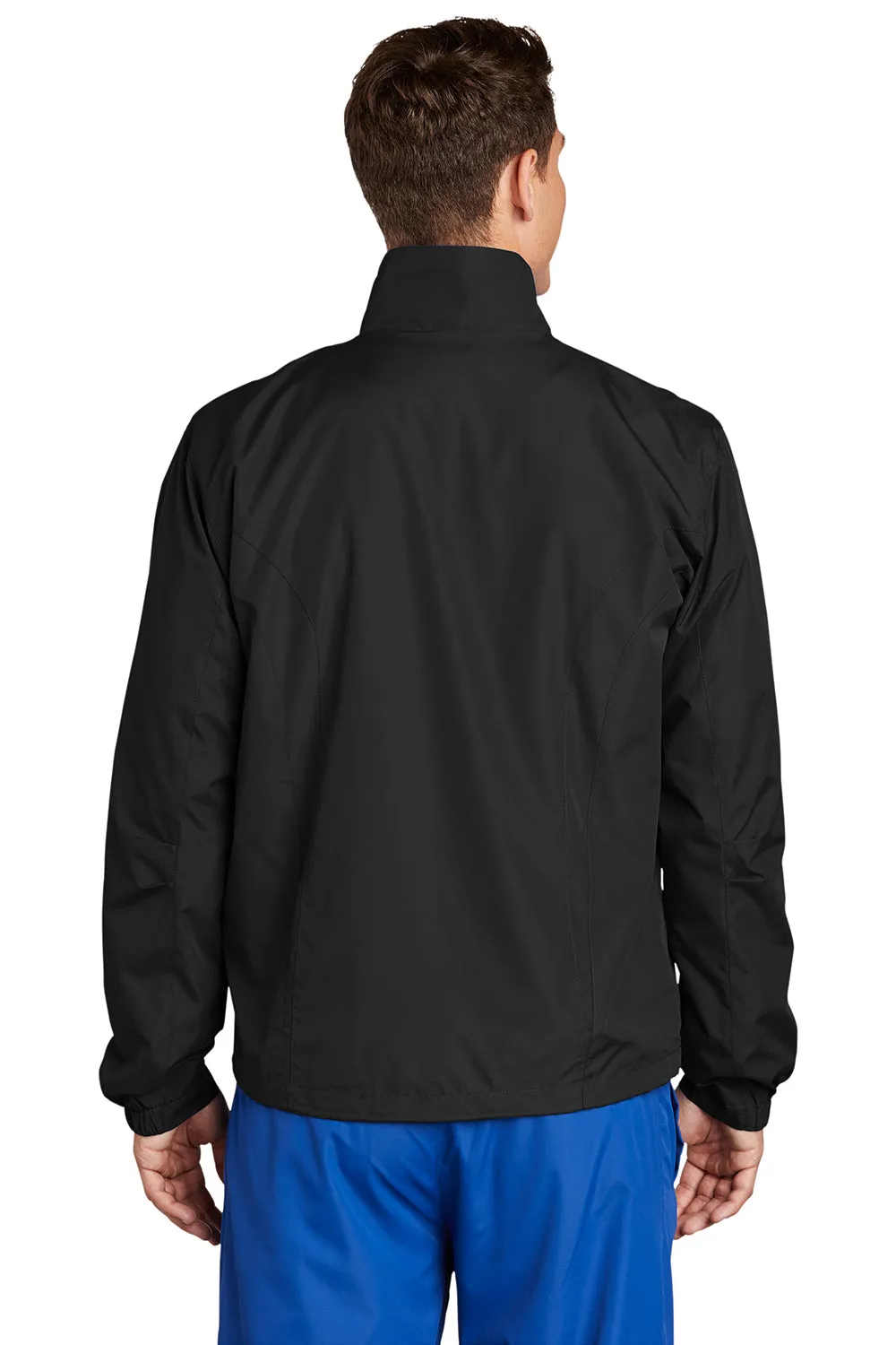 Sport-Tek Mens Water Resistant Full Zip Wind Jacket - Black