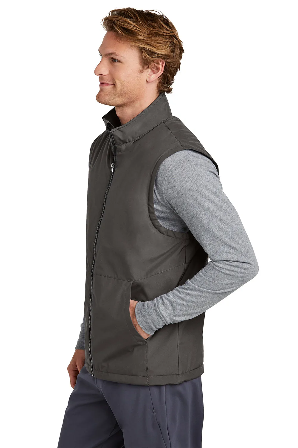 Sport-Tek Mens Water Resistant Insulated Full Zip Vest - Graphite Grey
