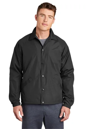 Sport-Tek Mens Water Resistant Snap Down Sideline Jacket - Black