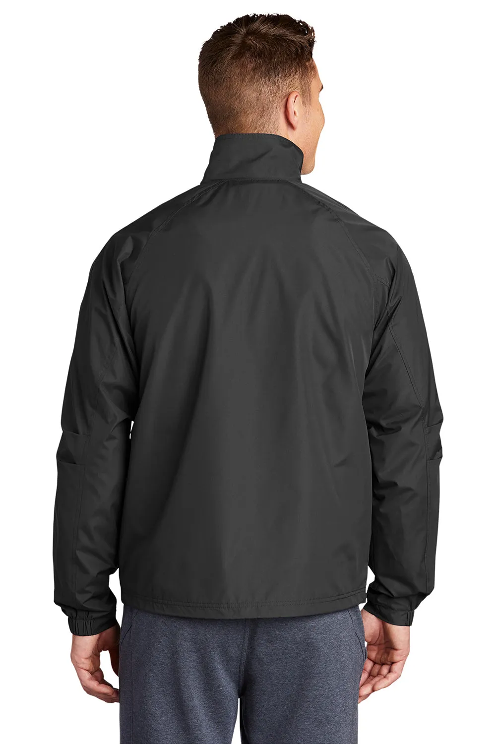 Sport-Tek Mens Water Resistant Snap Down Sideline Jacket - Black