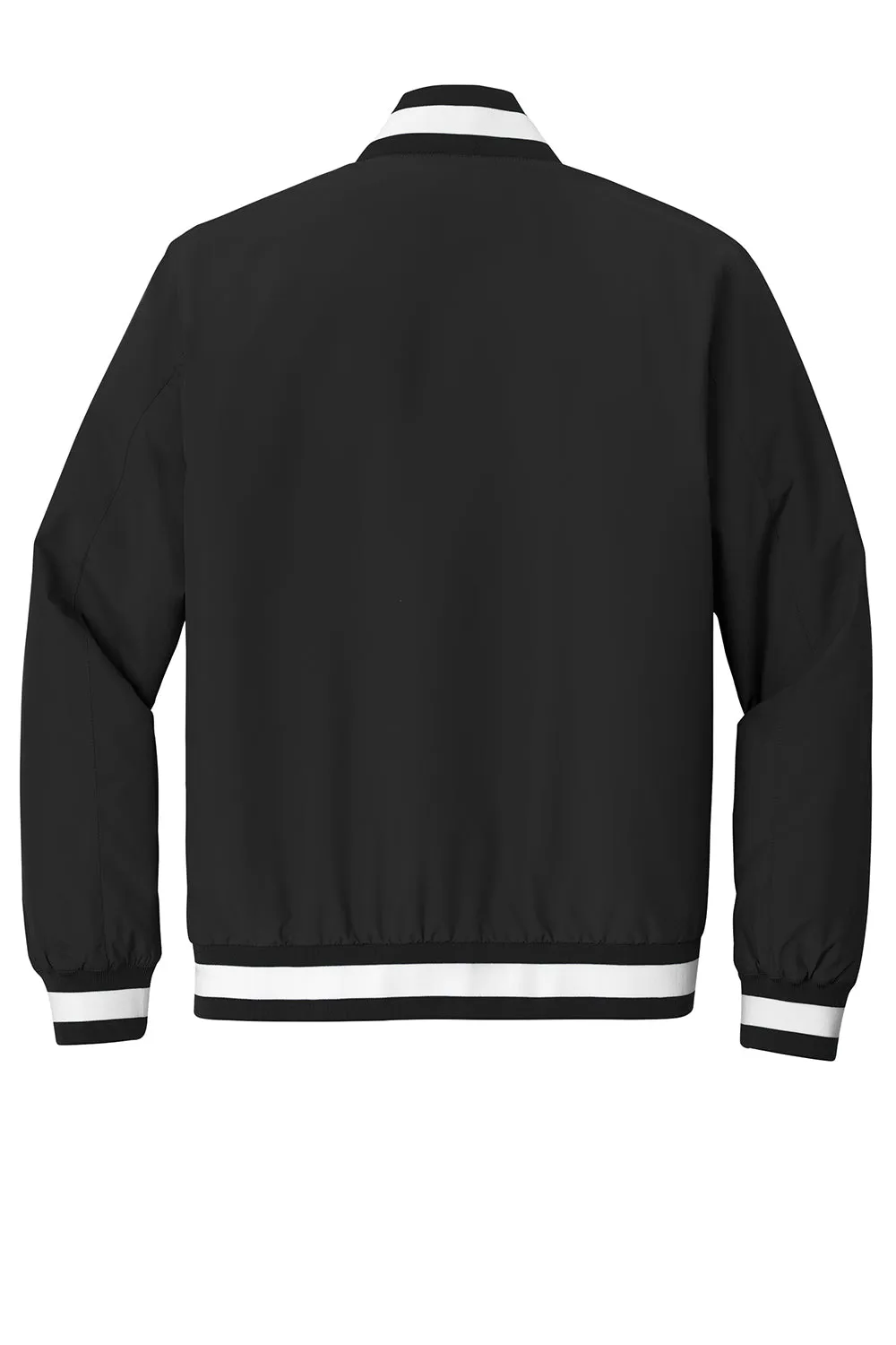 Sport-Tek Mens Water Resistant Snap Down Varsity Jacket - Black