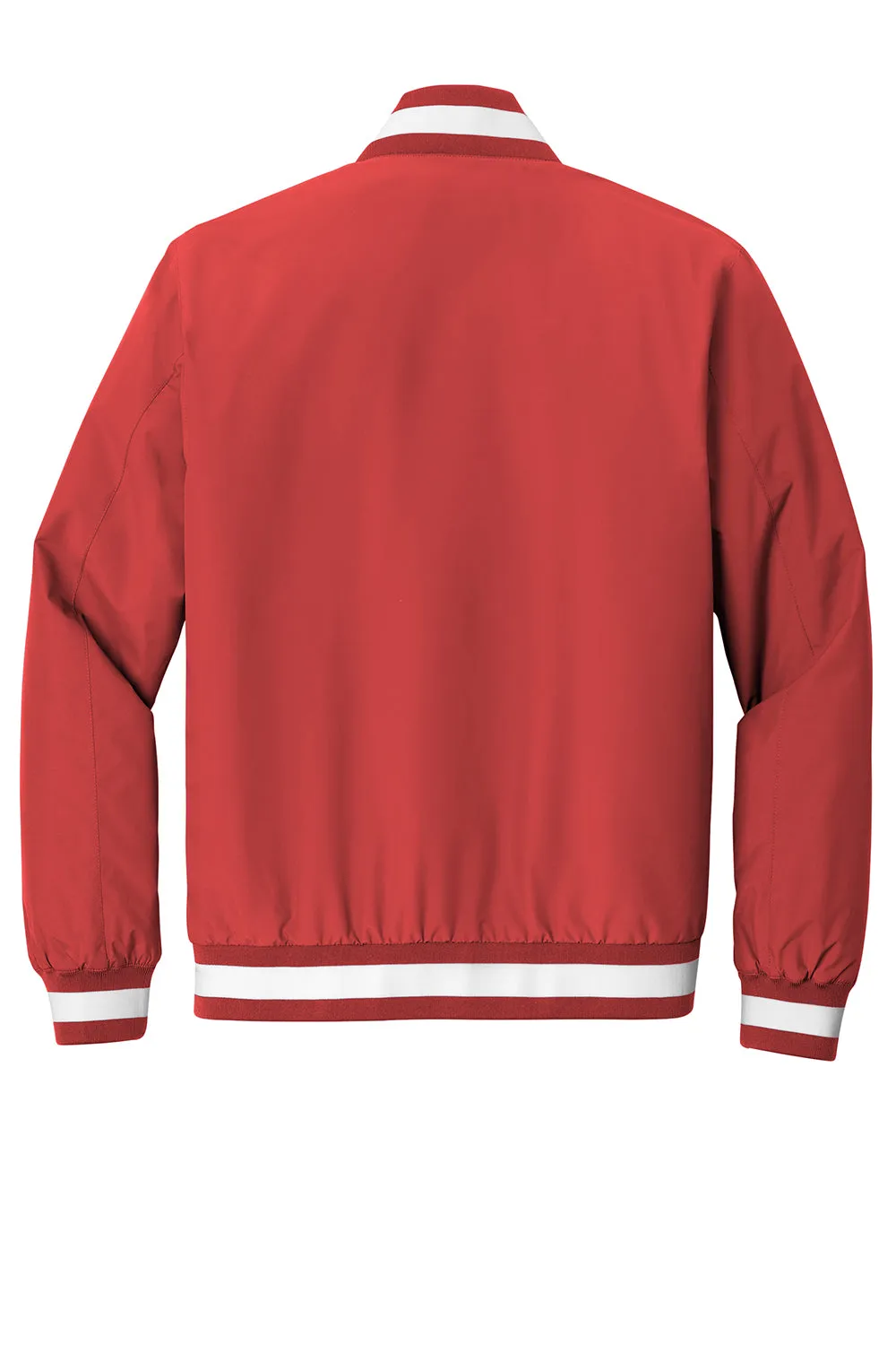 Sport-Tek Mens Water Resistant Snap Down Varsity Jacket - Deep Red