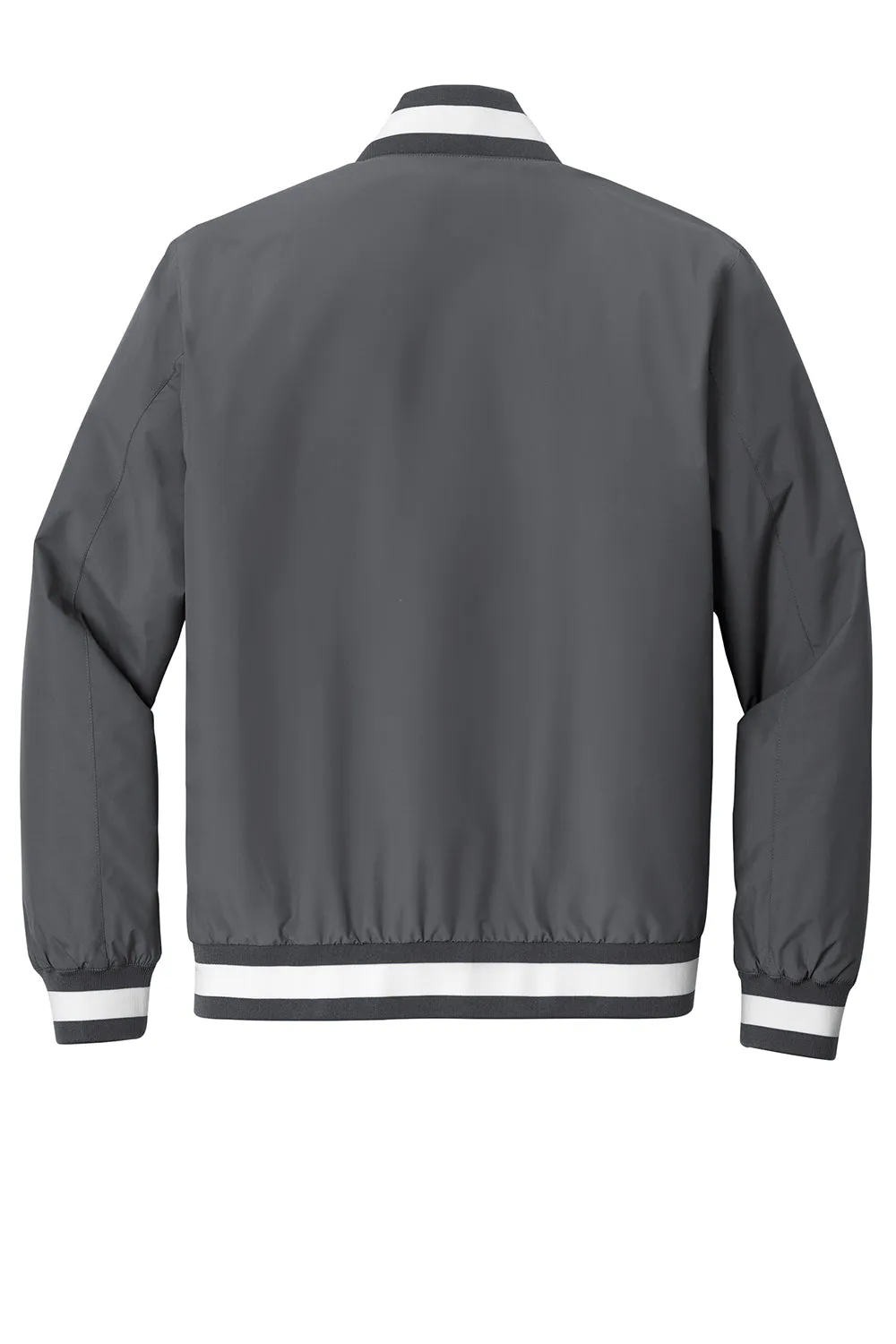 Sport-Tek Mens Water Resistant Snap Down Varsity Jacket - Graphite Grey