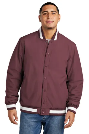 Sport-Tek Mens Water Resistant Snap Down Varsity Jacket - Maroon