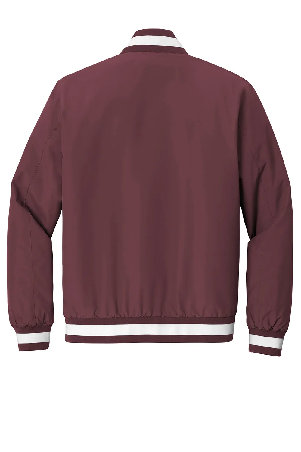 Sport-Tek Mens Water Resistant Snap Down Varsity Jacket - Maroon