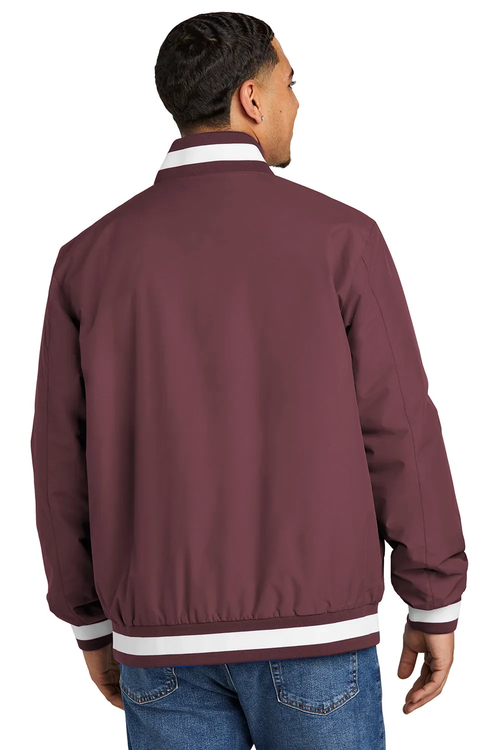 Sport-Tek Mens Water Resistant Snap Down Varsity Jacket - Maroon