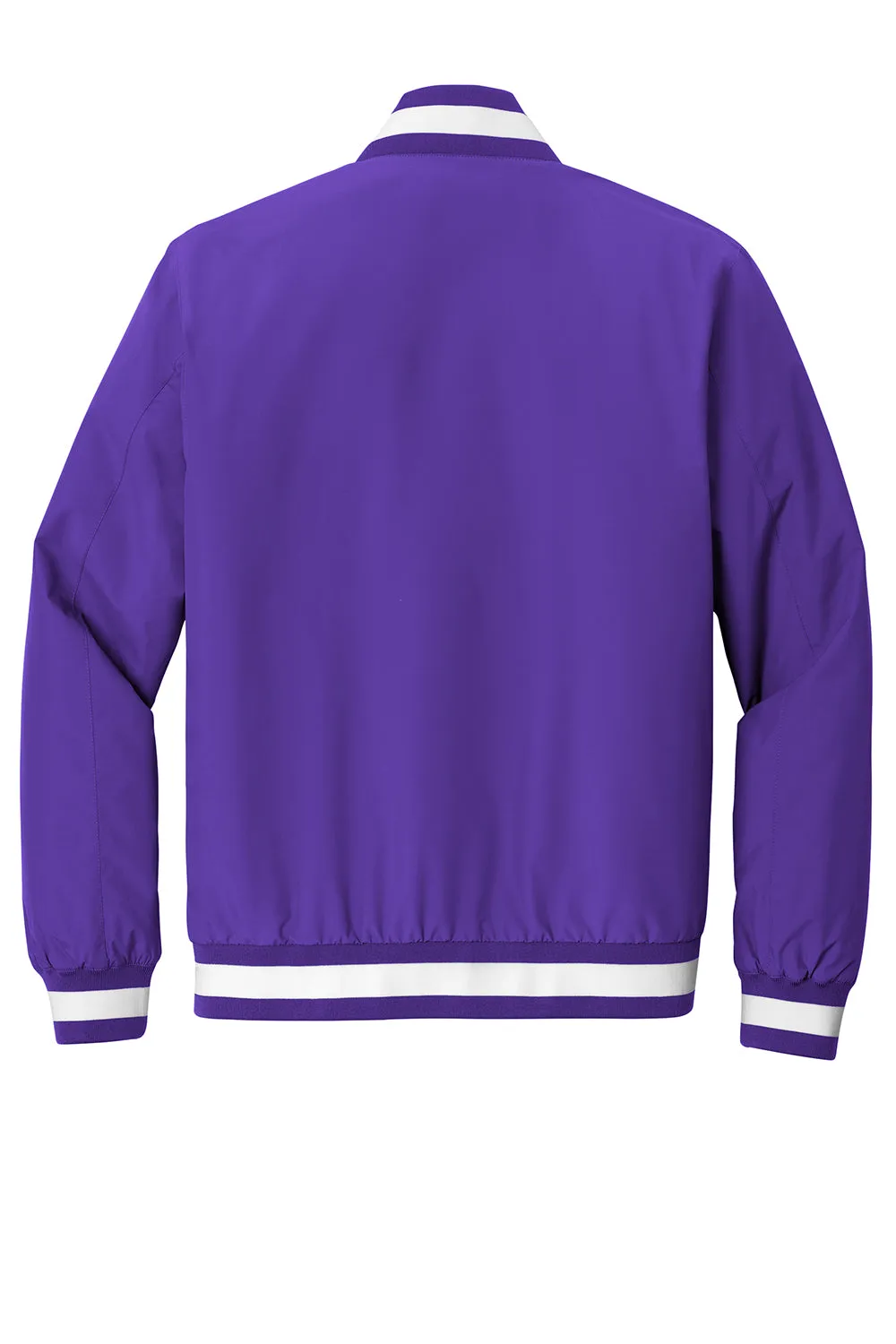 Sport-Tek Mens Water Resistant Snap Down Varsity Jacket - Purple