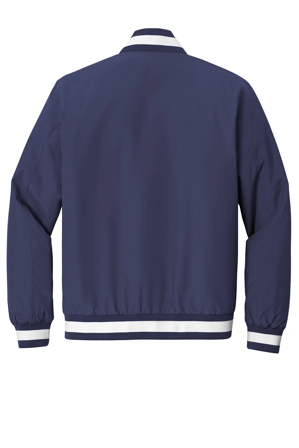 Sport-Tek Mens Water Resistant Snap Down Varsity Jacket - True Navy Blue
