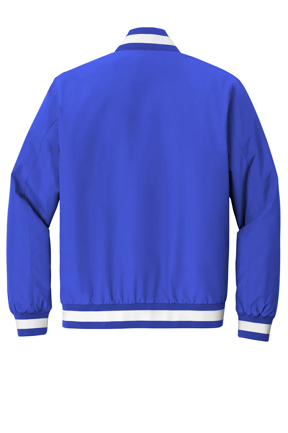Sport-Tek Mens Water Resistant Snap Down Varsity Jacket - True Royal Blue