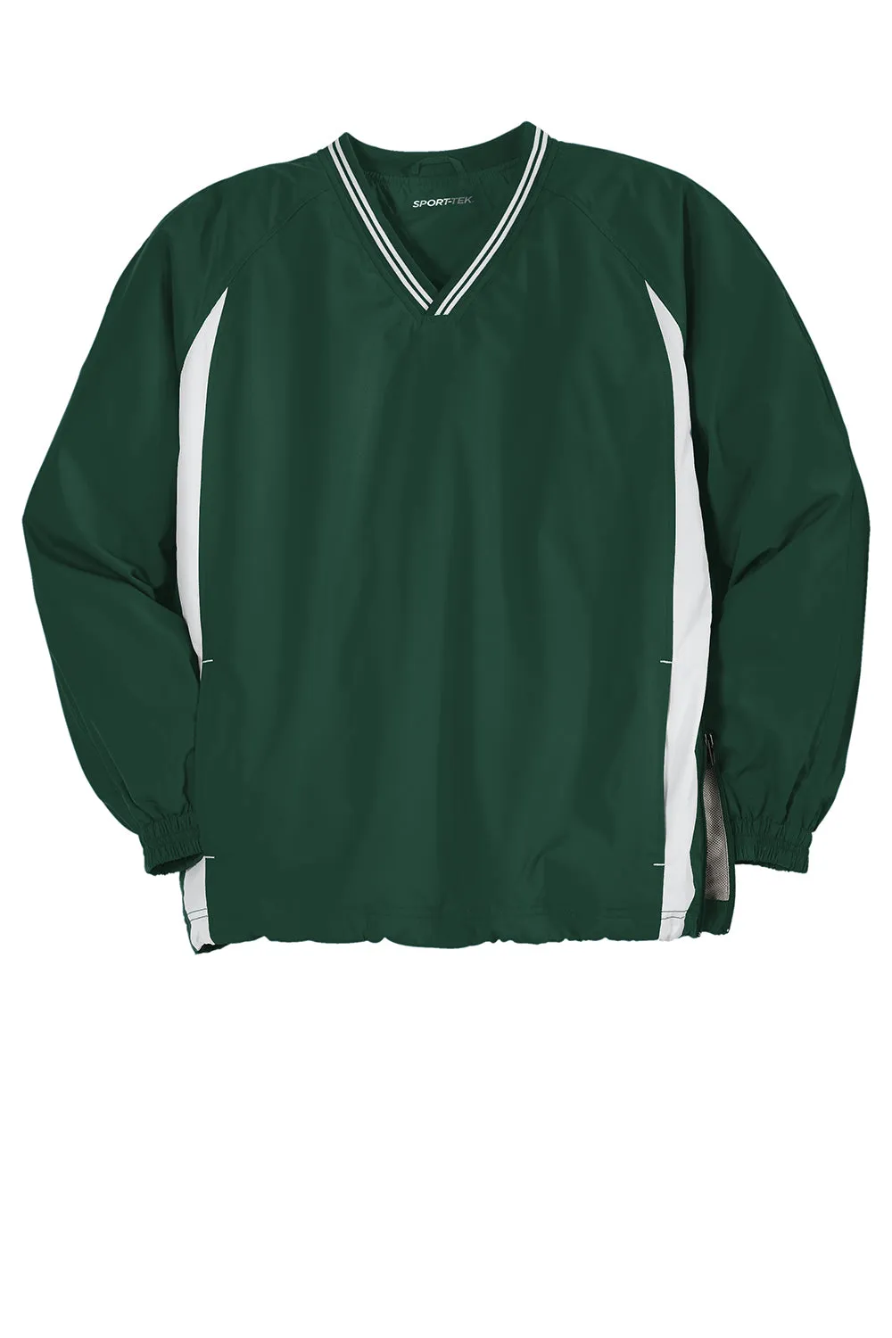 Sport-Tek Mens Water Resistant V-Neck Jacket - Forest Green/White - Closeout