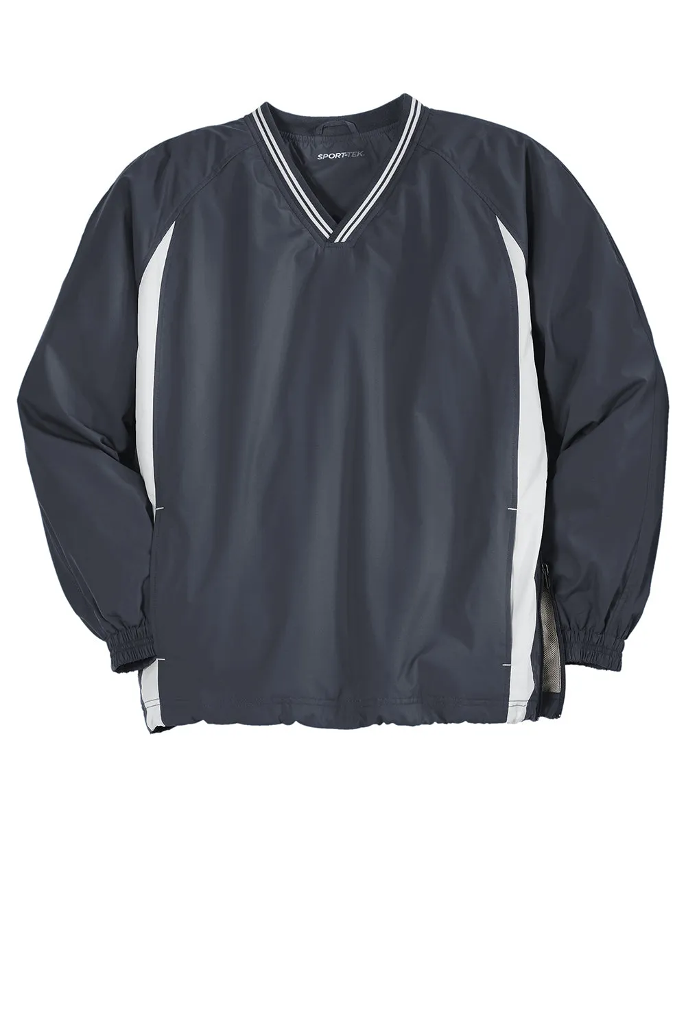 Sport-Tek Mens Water Resistant V-Neck Jacket - Graphite Grey/White