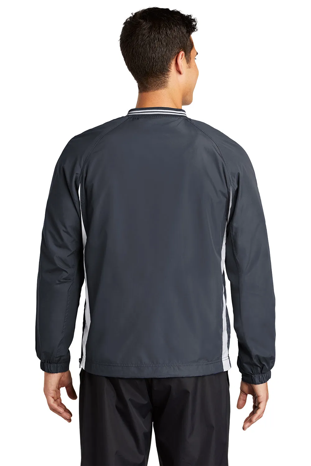 Sport-Tek Mens Water Resistant V-Neck Jacket - Graphite Grey/White