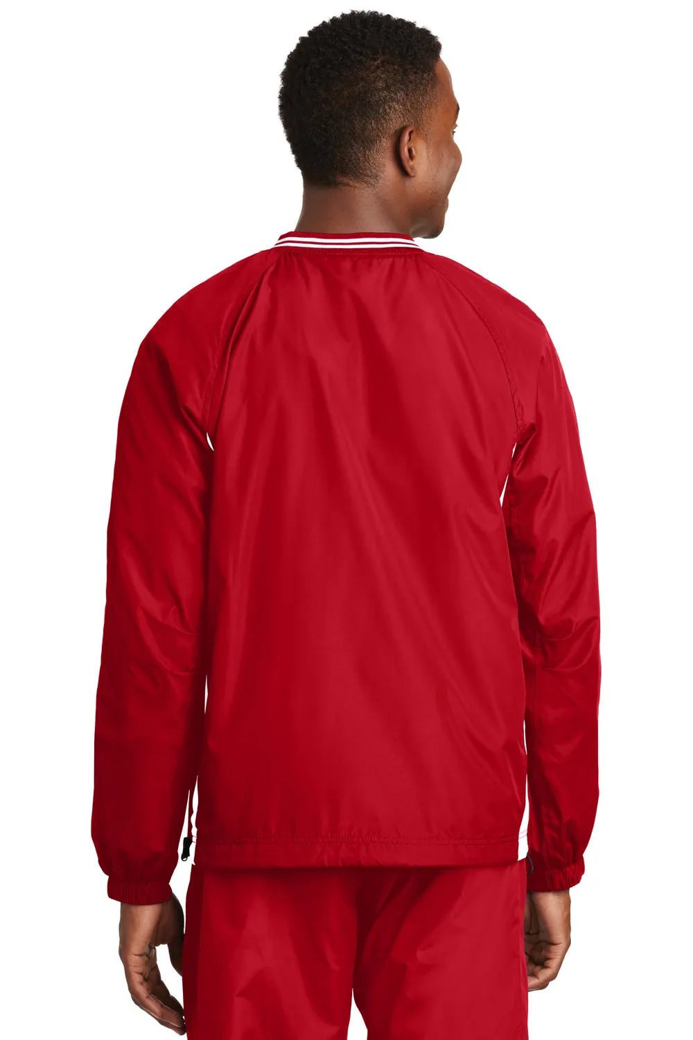 Sport-Tek Mens Water Resistant V-Neck Jacket - True Red/White - Closeout