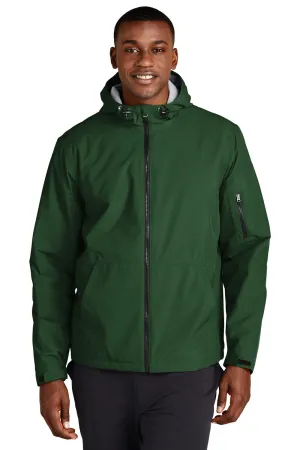 Sport-Tek Mens Waterproof Insulated Full Zip Hooded Jacket - Forest Green