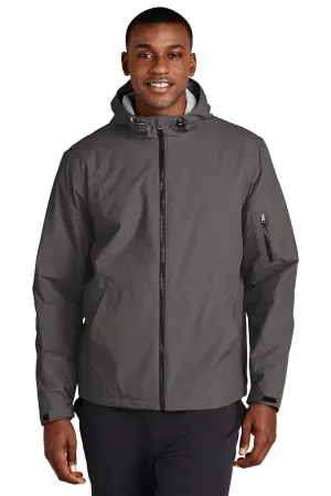 Sport-Tek Mens Waterproof Insulated Full Zip Hooded Jacket - Graphite Grey