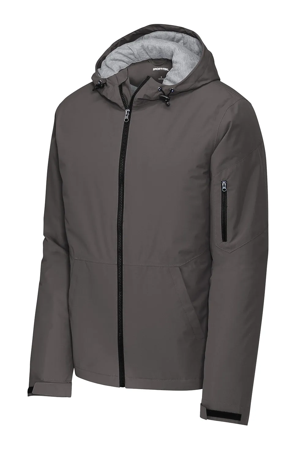 Sport-Tek Mens Waterproof Insulated Full Zip Hooded Jacket - Graphite Grey