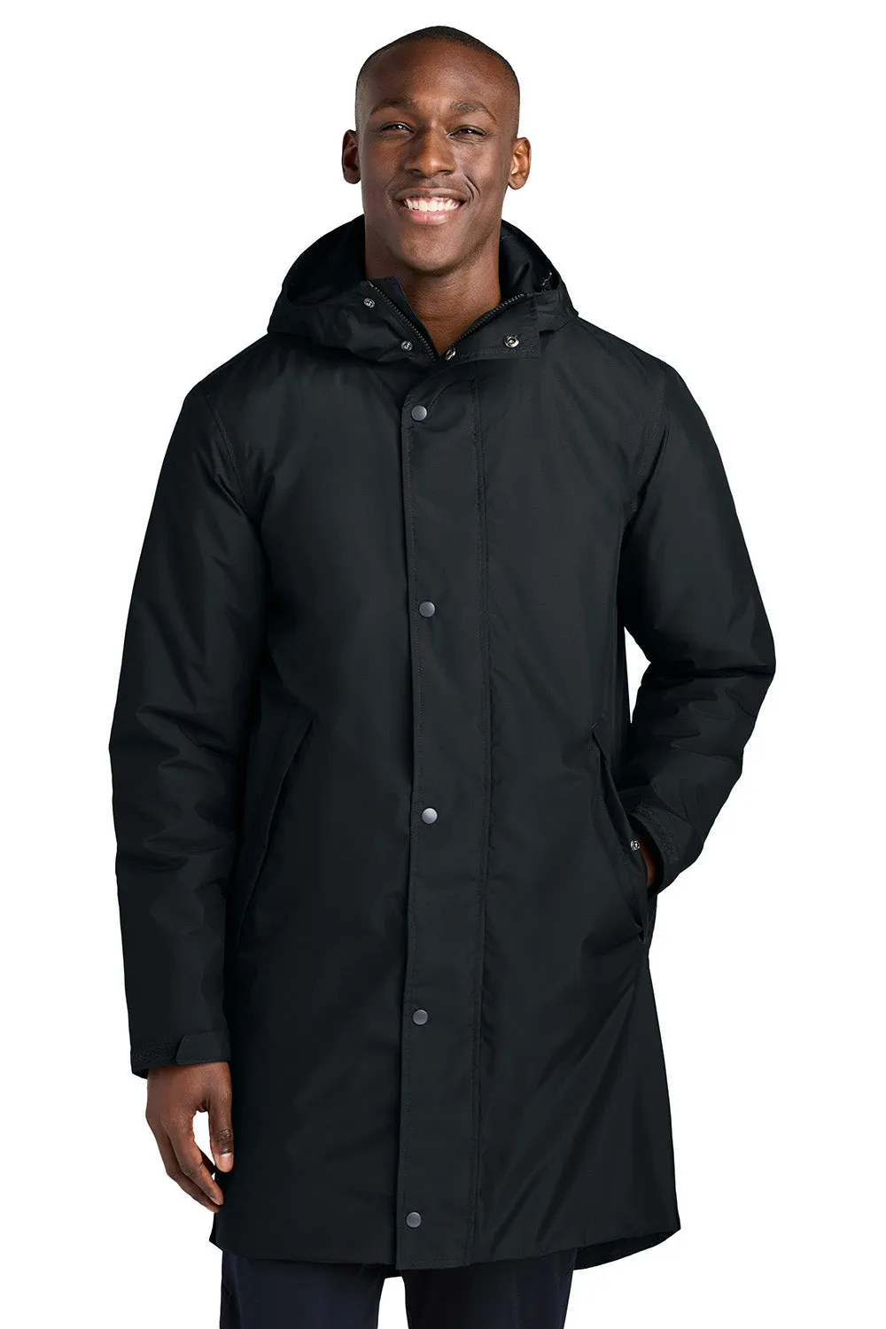 Sport-Tek Mens Waterproof Insulated Sideline Full Zip Hooded Parka - Black