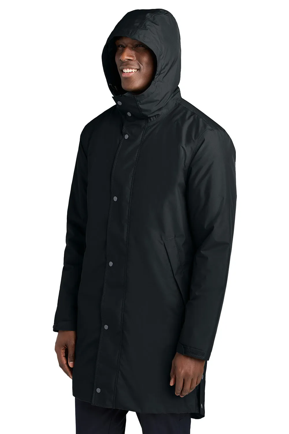 Sport-Tek Mens Waterproof Insulated Sideline Full Zip Hooded Parka - Black