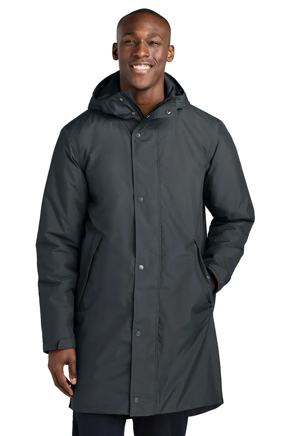 Sport-Tek Mens Waterproof Insulated Sideline Full Zip Hooded Parka - Graphite Grey
